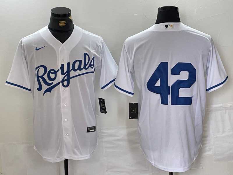 Mens Kansas City Royals #42 Jackie Robinson White Cool Base Stitched Baseball Jersey